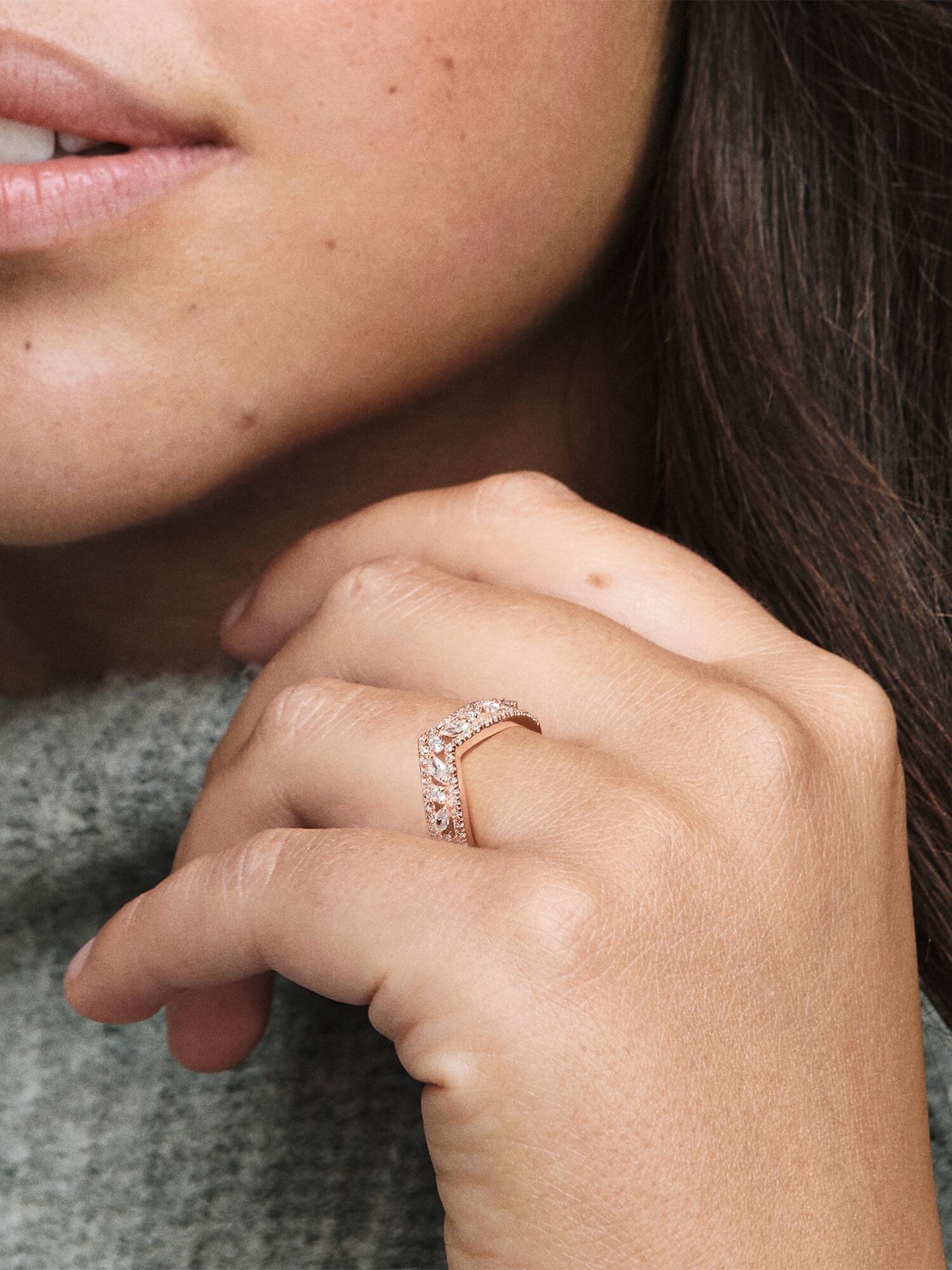 Sparkling Marquise Double Wishbone Ring