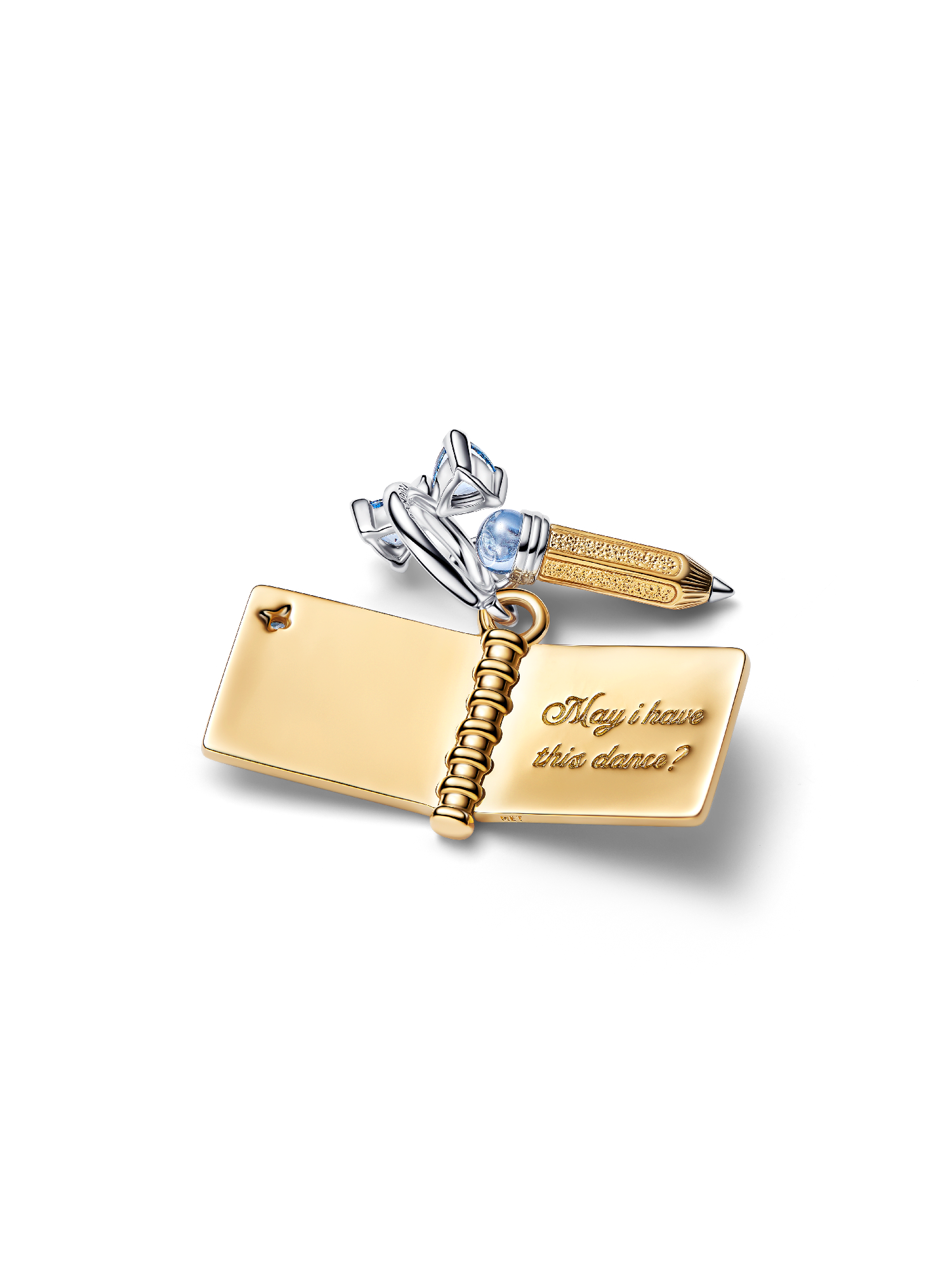 Bridgerton Dance Card & Pencil Dangle Charm | Pendant | Two-tone