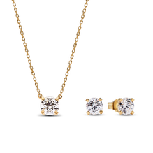 Pandora Era 14k Gold Lab-grown Diamond Pendant Necklace and Earring Set 