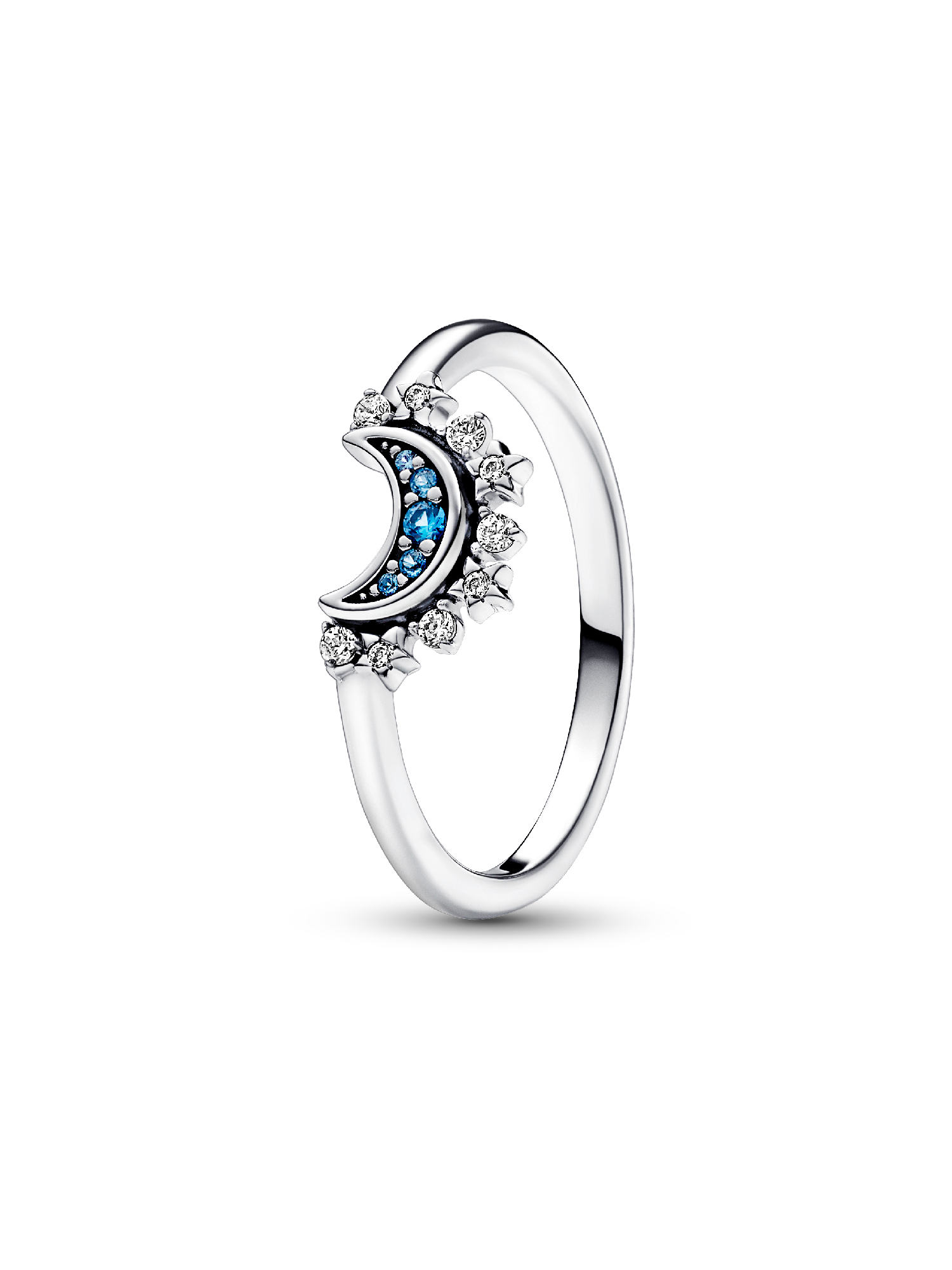 Stacking Rings Symbol Celestial Blue Sparkling Moon Ring | Sterling silver | Pandora UK