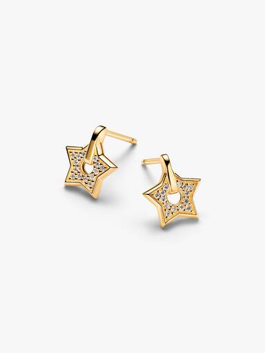 Pandora Talisman 14k Gold Lab-grown Diamond Pavé Star Stud Earrings