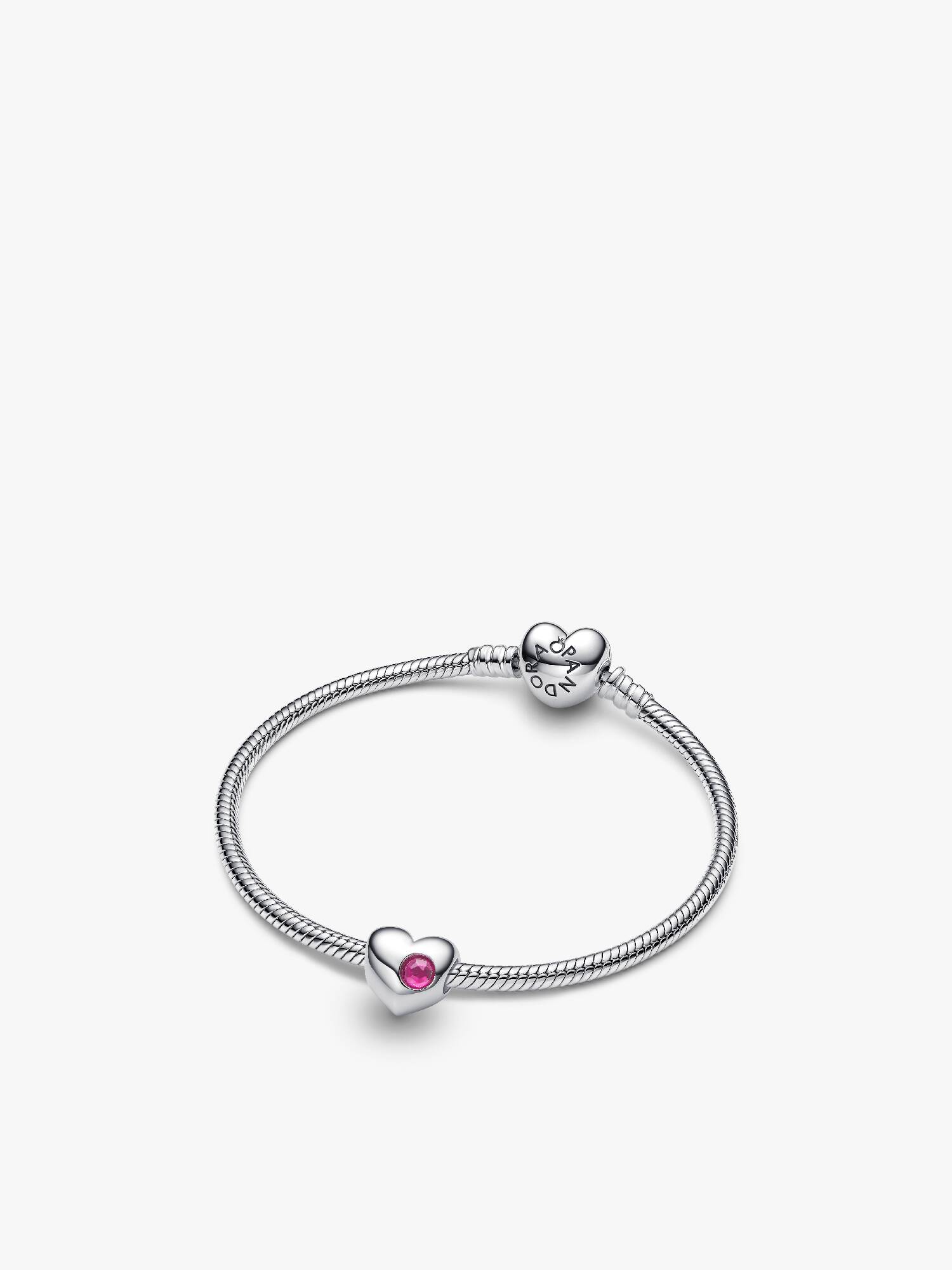 Engravable October Heart Bracelet and Charm Gift Set