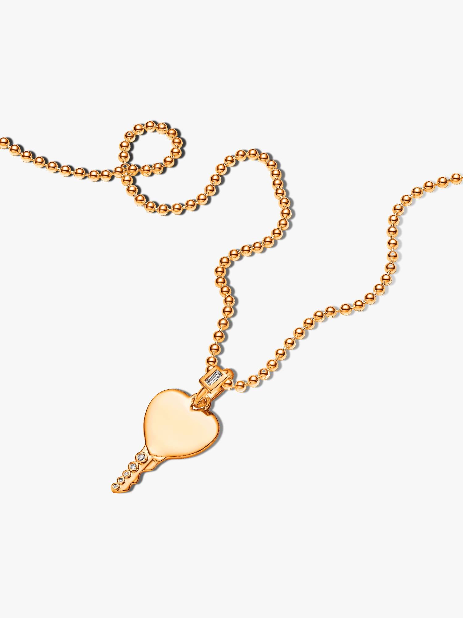 Gold Engravable Heart Key Necklace Gift Set