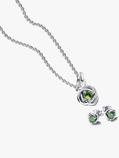 August Braided Birthstone Dangle Necklace & Earrings Set