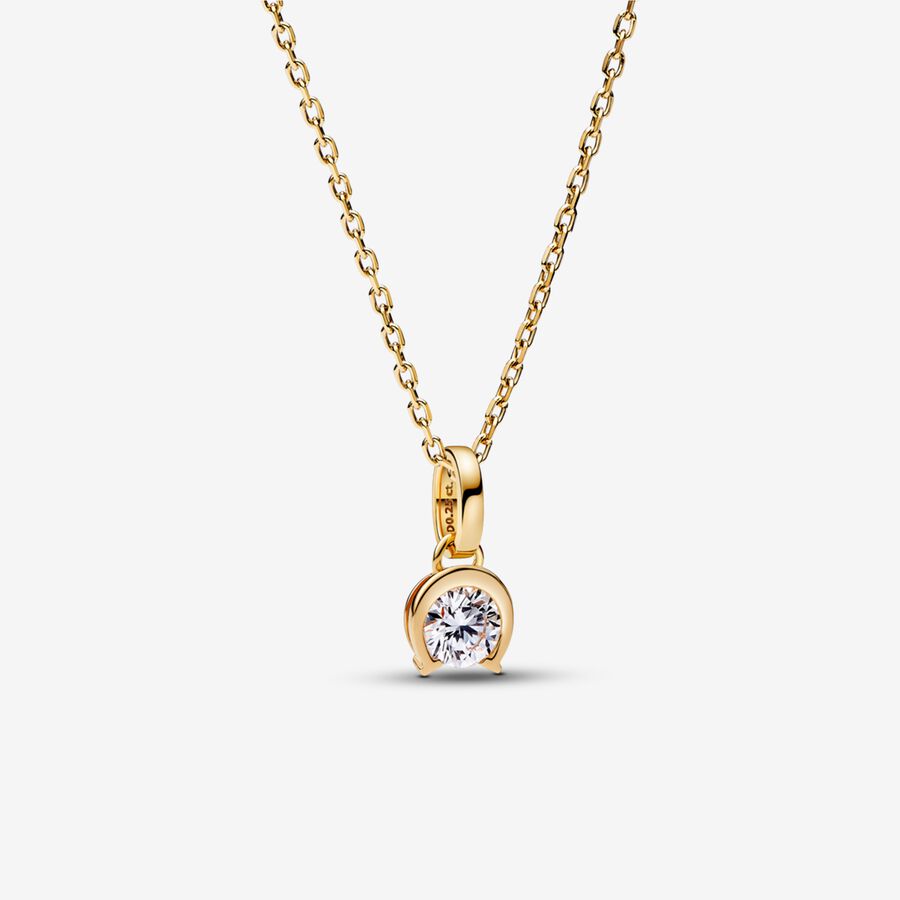 Pandora Talisman 14k Gold Lab-grown Diamond Horseshoe Pendant Necklace image number 0