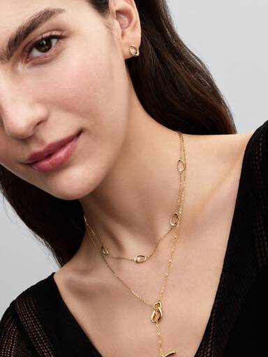 Organically Shaped Oval & Treated Freshwater Cultured Pearl Necklace