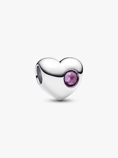 Engravable February Birthstone Heart Charm