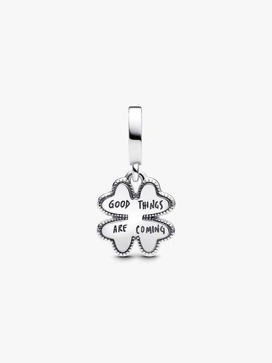 Spinnable Four Leaf Clover Lab-Grown Diamond Dangle Charm
