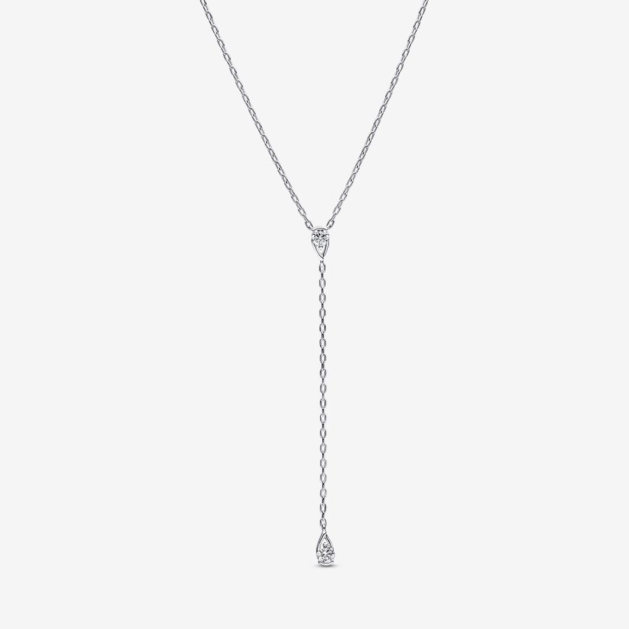 Pandora Infinite Sterling Silver Lab-grown Diamond Drop Necklace ...
