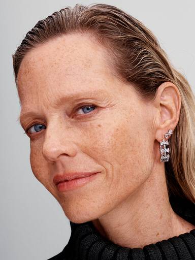Sparkling Bow Row Hoop Earrings