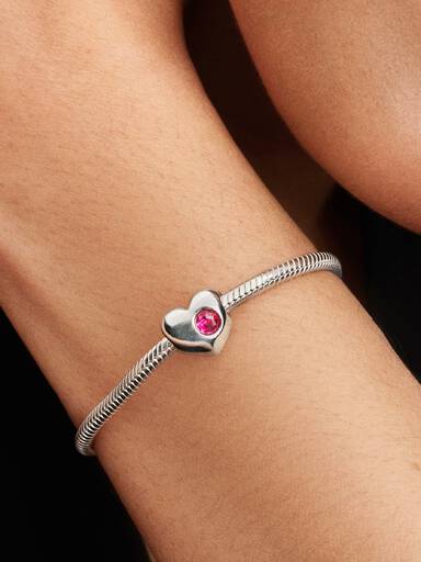 Engravable October Birthstone Heart Charm