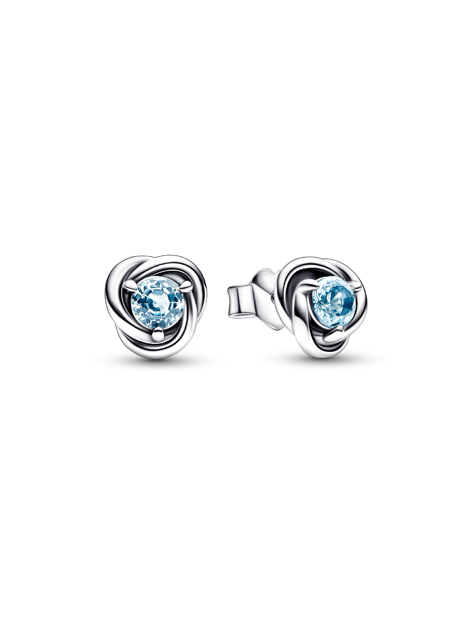 March Birthstone Eternity Circle Stud Earrings