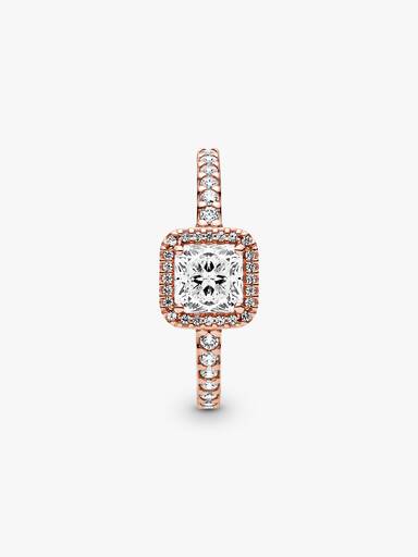 Square Sparkle Halo Ring