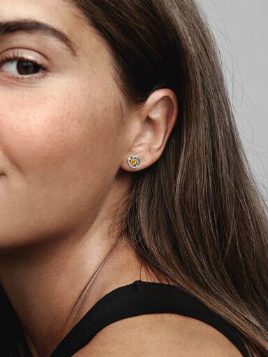 November Birthstone Eternity Circle Stud Earrings