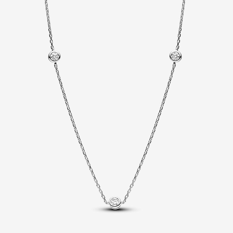 Pandora Era Bezel Sterling Silver Lab-grown Diamond Station Necklace image number 0