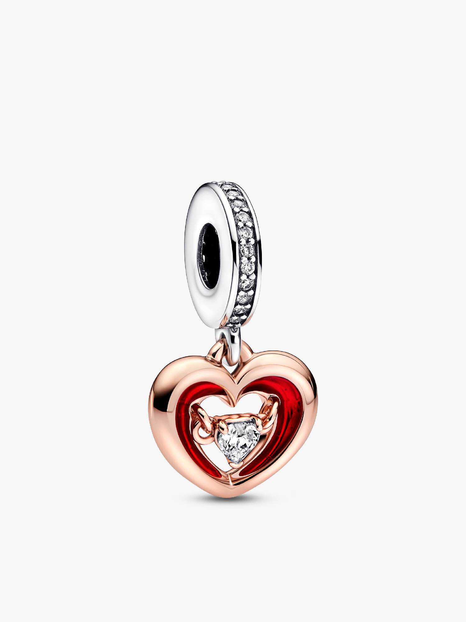 Two-tone Radiant Heart Dangle Charm