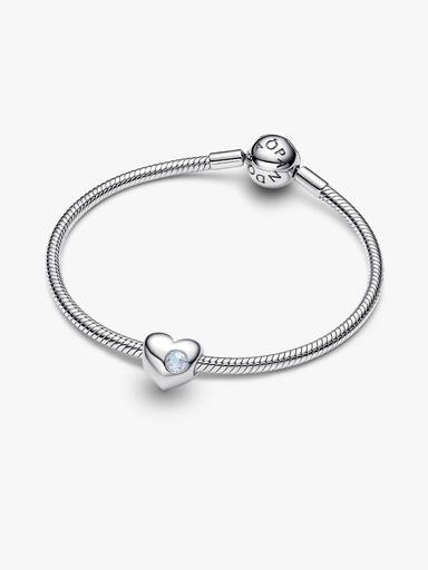 Engravable March Birthstone Heart Charm
