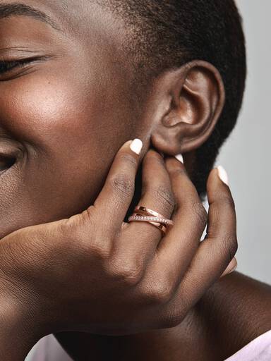 Crossover Pavé Triple Band Ring