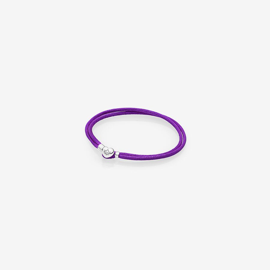 Silver double fabric cord bracelet, purple image number 0
