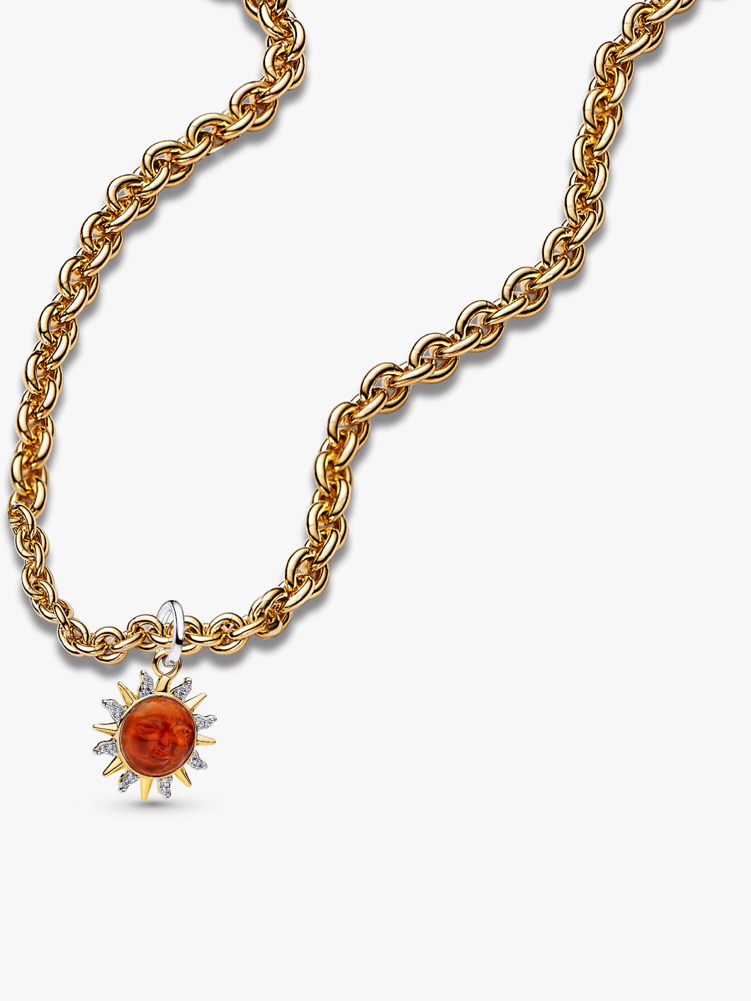 Swirling Sun Two‑Tone Pendant Necklace