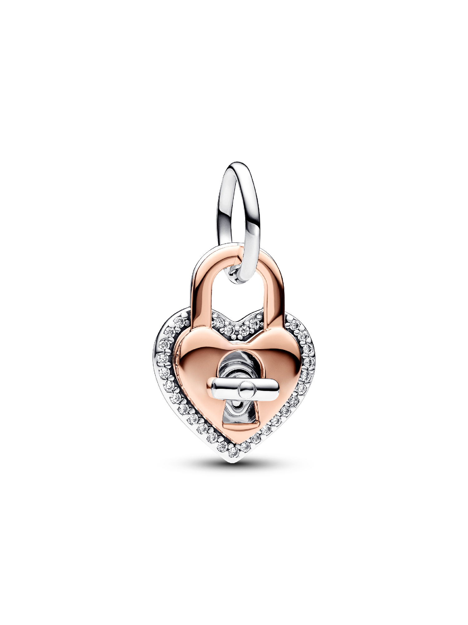 Two-tone Twistable Heart Padlock Double Dangle Charm