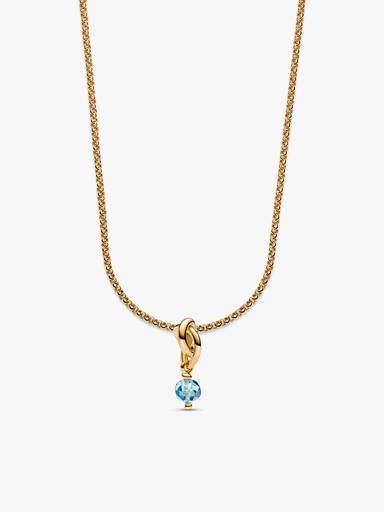 14k Gold Plated March Birthstone Necklace Set