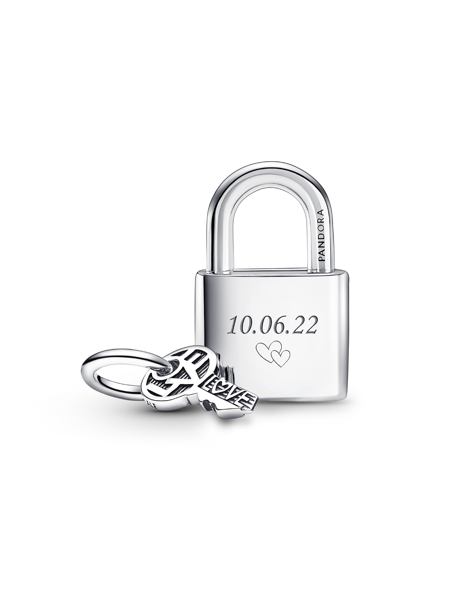 Padlock and Key Dangle Charm | Pendant | Sterling silver | Pandora UK