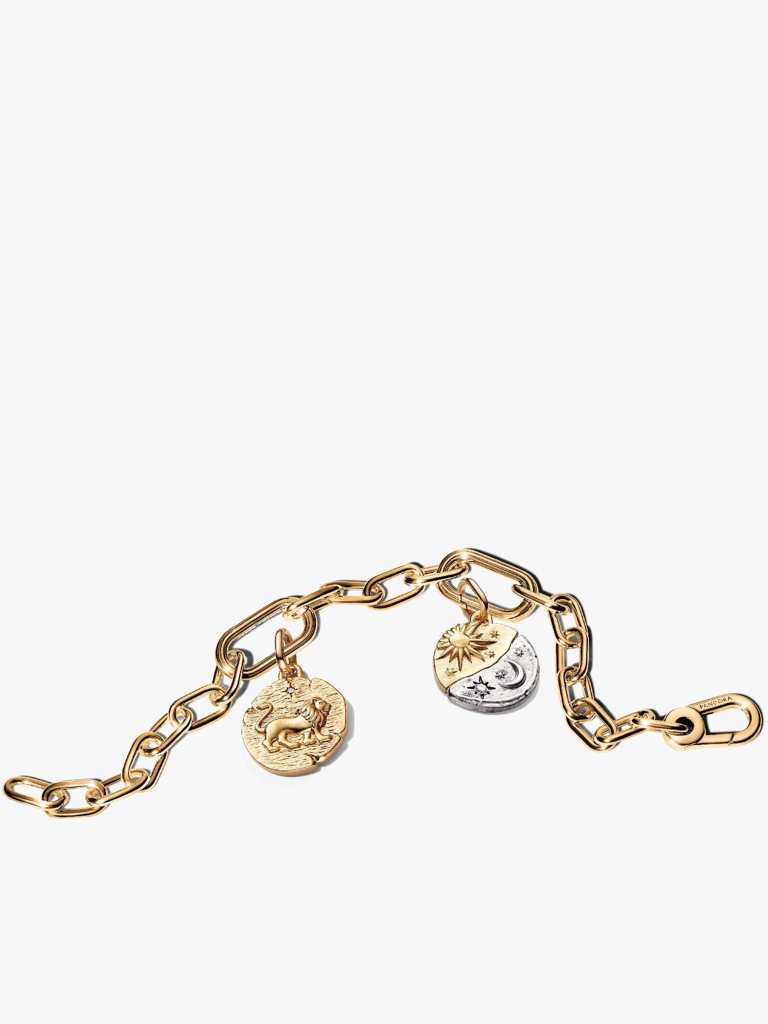 Gold Plated Talisman Sun, Moon and Lion Charm Bracelet Set
