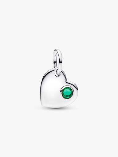 May Heart Green Stone Dangle Charm