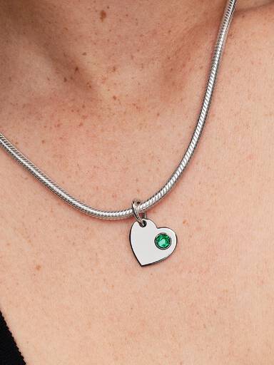 May Heart Green Stone Dangle Charm