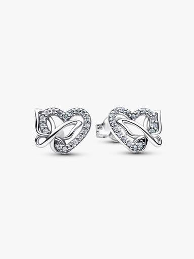 Entwined Heart & Butterfly Stud Earrings
