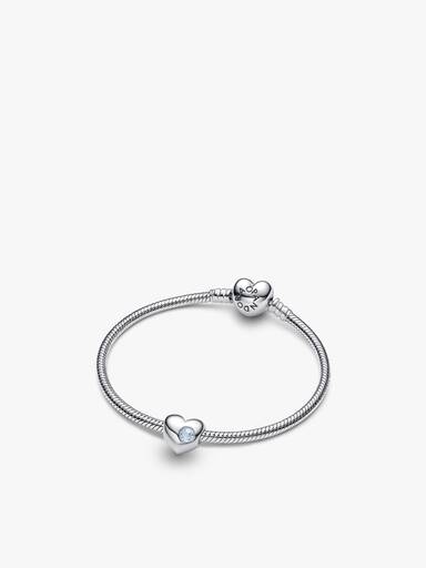 Engravable March Heart Bracelet and Charm Gift Set