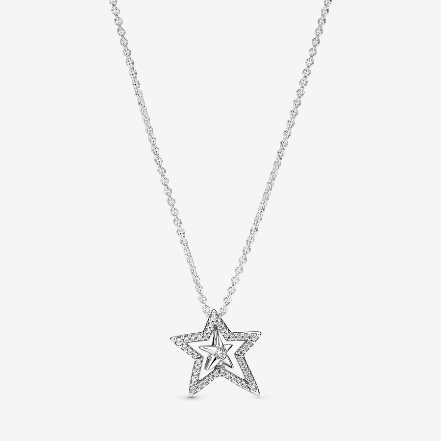 Pavé Asymmetric Star Collier Necklace image number 0