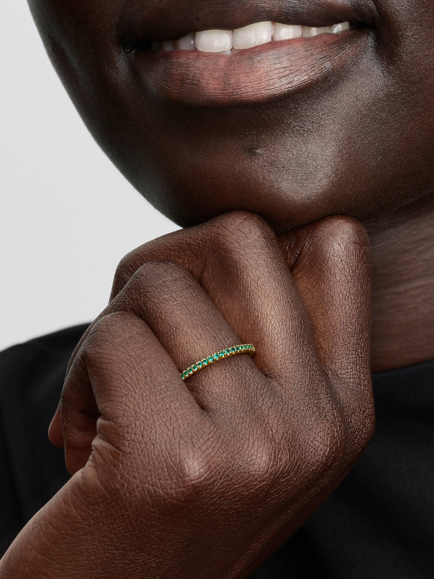 Sparkling Green Half-Eternity Band Ring