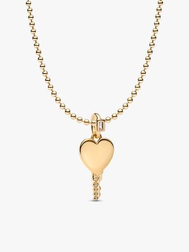 Gold Engravable Heart Key Necklace Gift Set