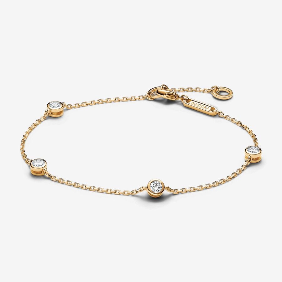 Pandora Era Bezel 14k Gold Lab-grown Diamond Station Chain Bracelet image number 0