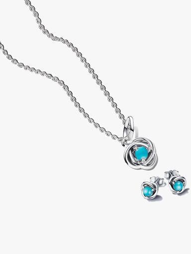 December Braided Birthstone Dangle Necklace & Earrings Set