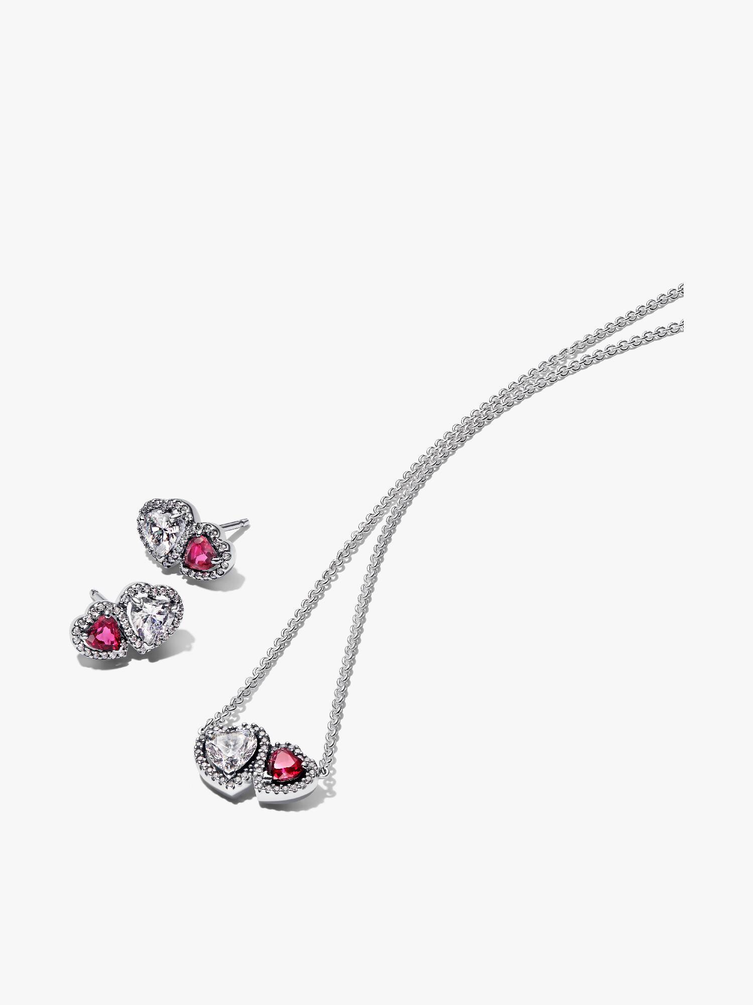 Sparkling & Red Halo Hearts Jewellery Gift Set