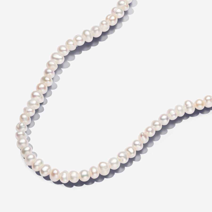 Treated Freshwater Cultured Pearls T-bar Collier Necklace image number 0