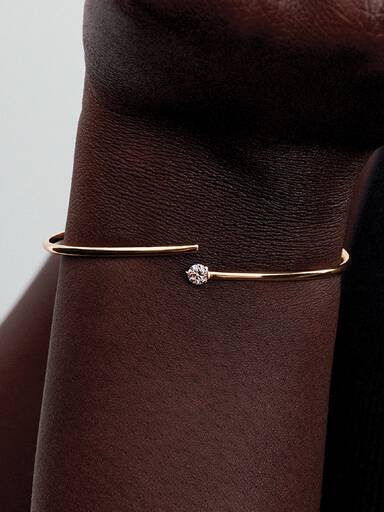 Pandora Nova 14k Gold Lab-grown Diamond Open Bangle