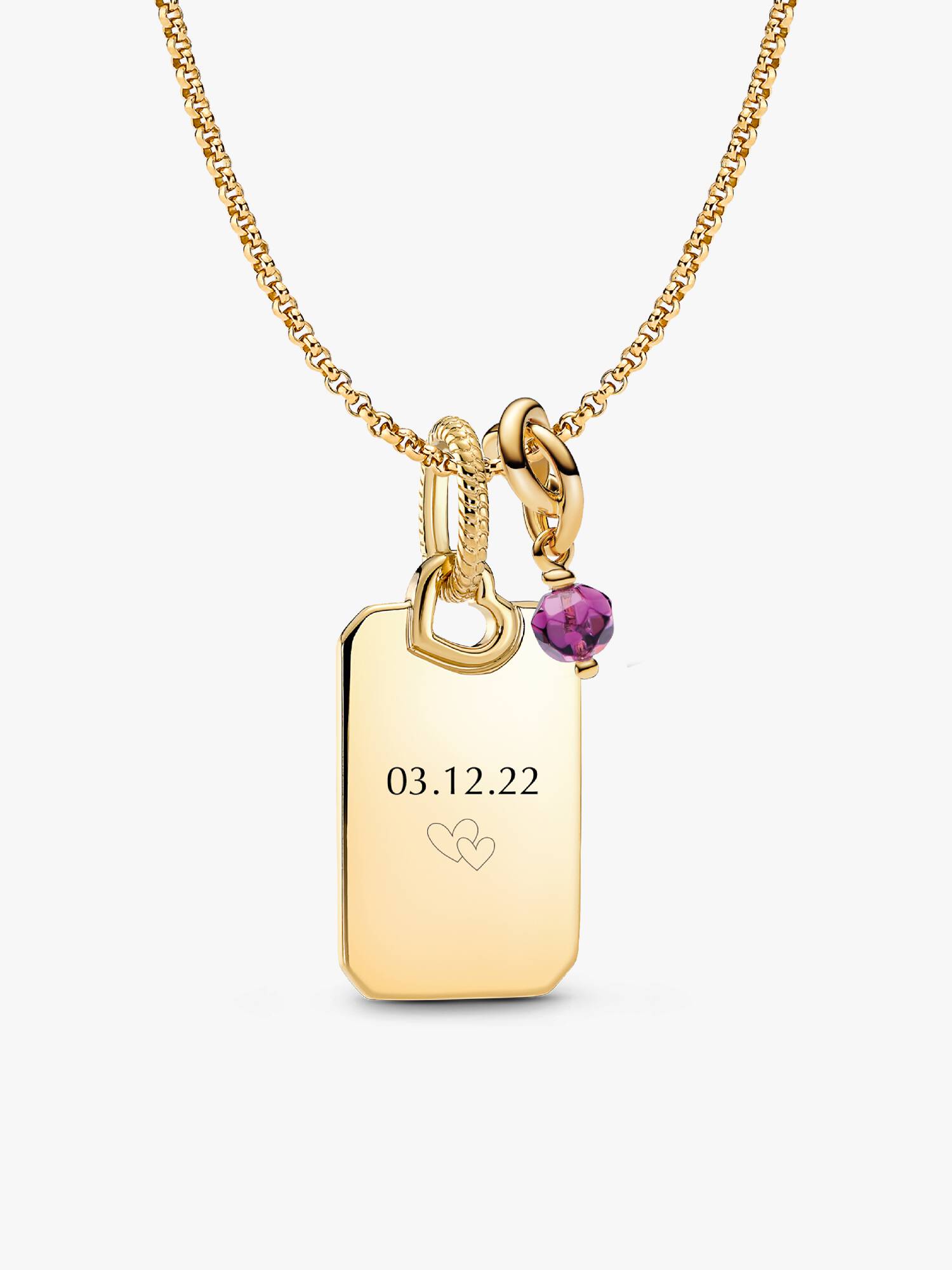 February Engravable Dangle Charm Necklace Set