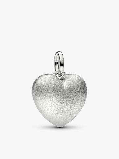 Silver Matte Puffy Heart Pendant Necklace