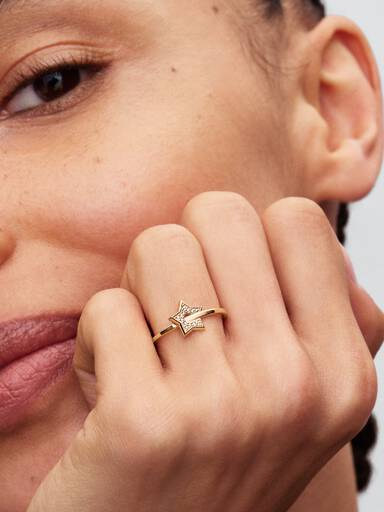 Pandora Talisman 14k Gold Lab-grown Diamond Pavé Star Ring