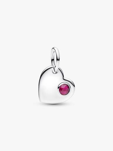 July Heart True Red Stone Dangle Charm