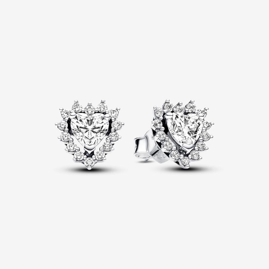 Sparkling Heart Halo Stud Earrings image number 0