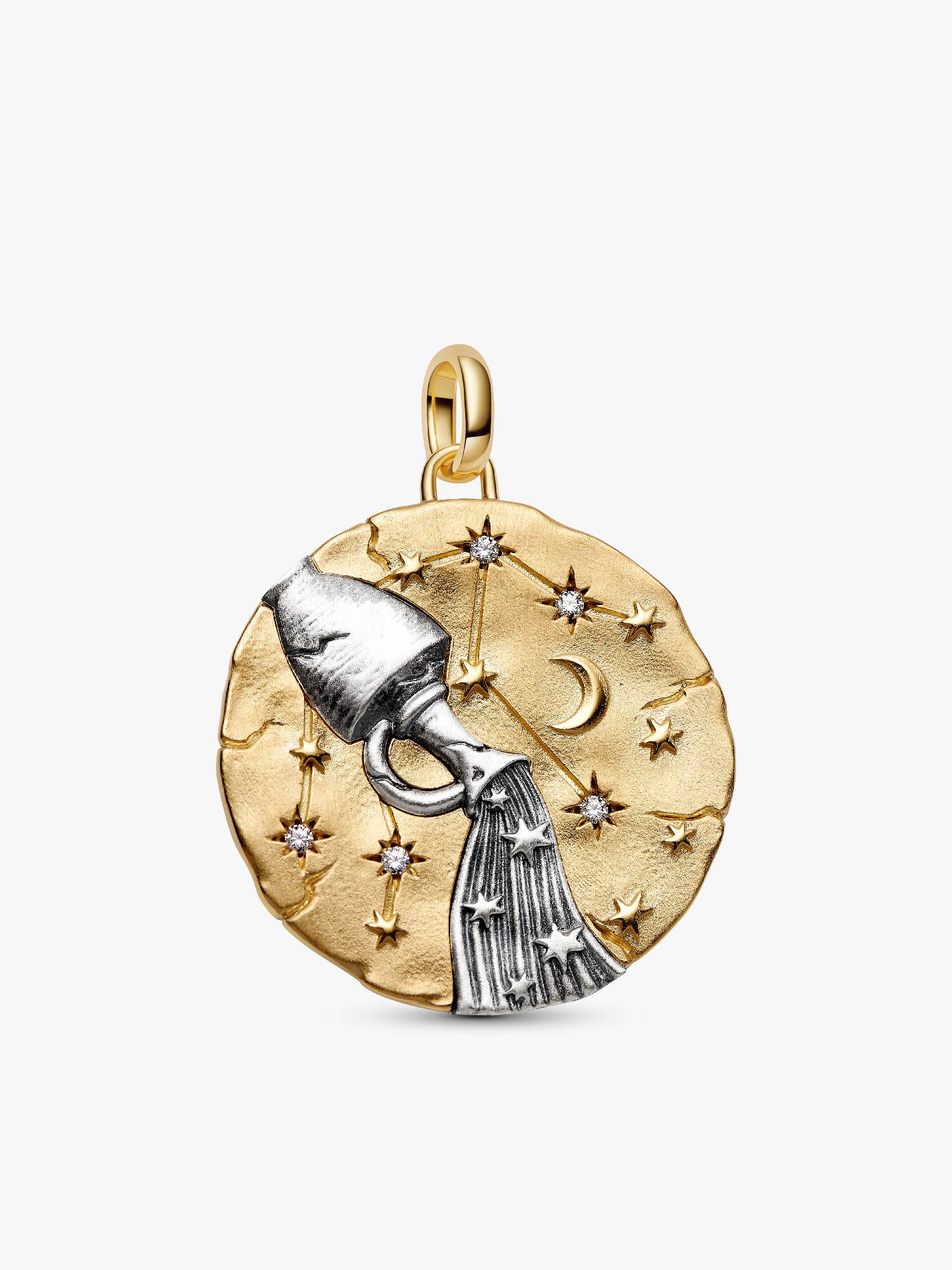 Aquarius Zodiac Oversized Medallion Charm