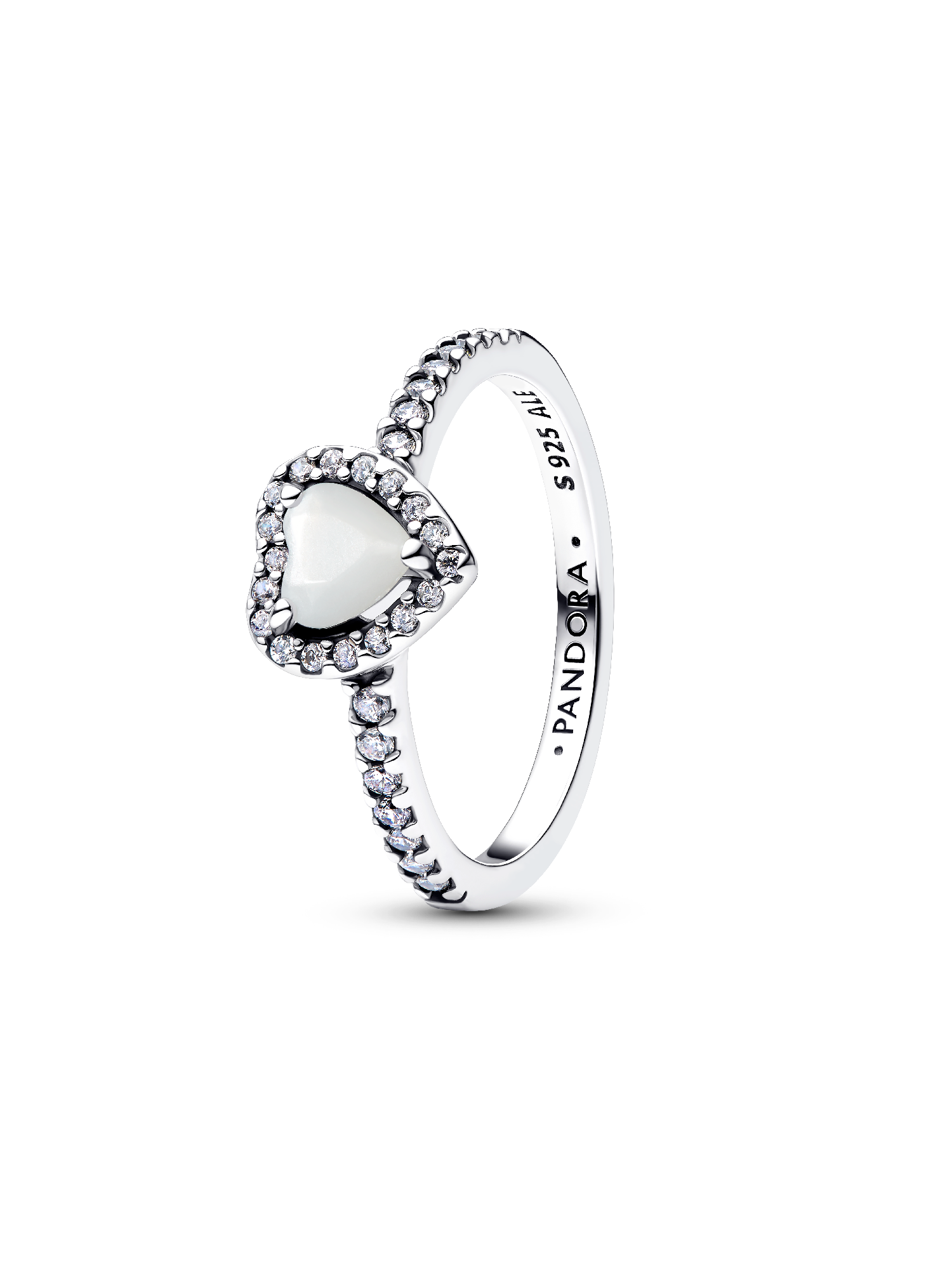 Elevated White Heart Ring