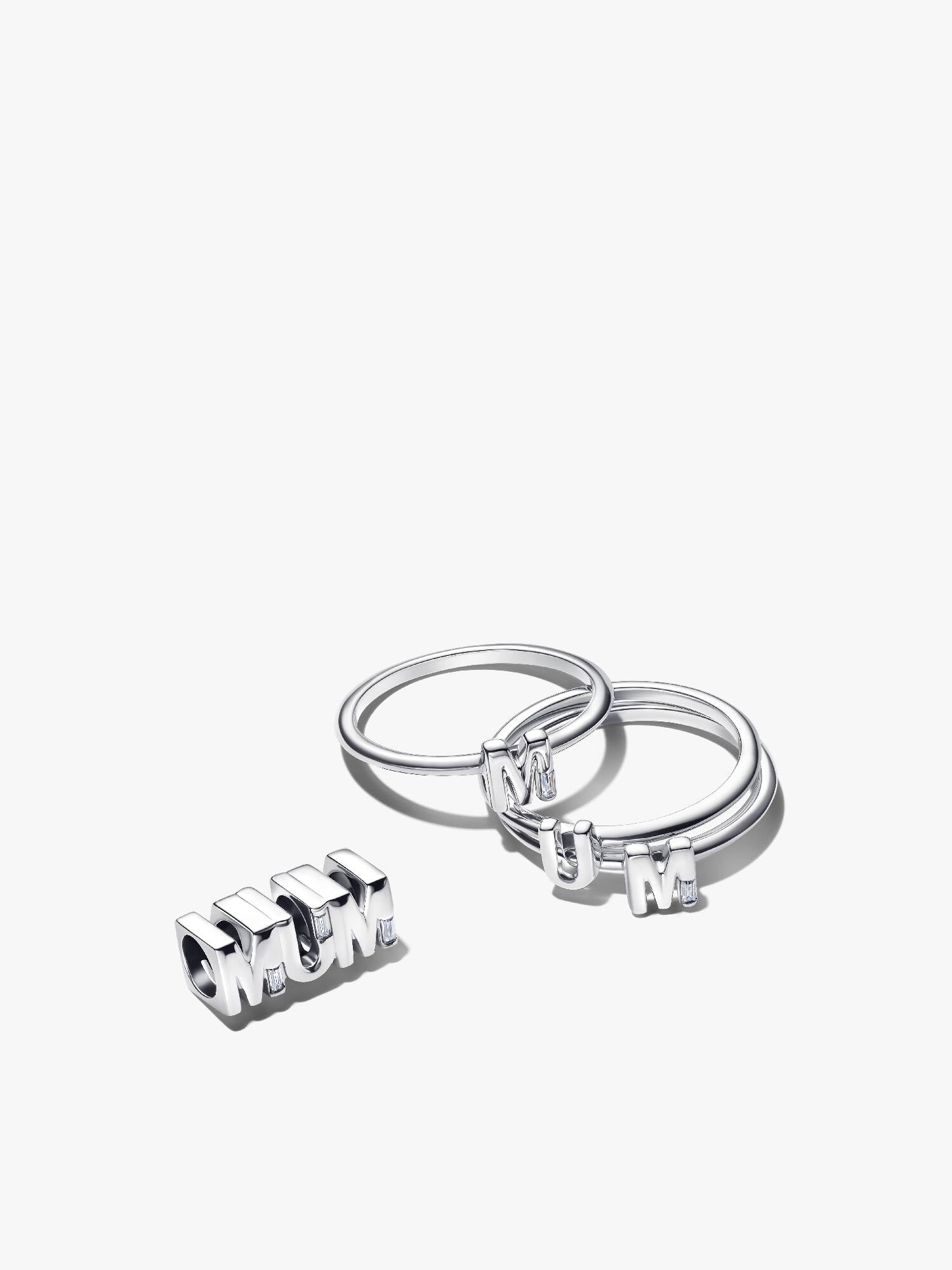 Sterling Silver Mum Charm and Ring Set