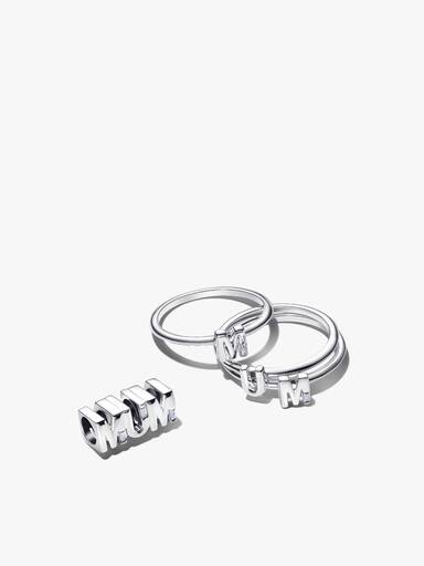 Sterling Silver Mum Charm and Ring Set