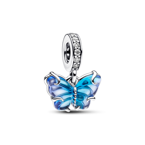Blue Murano Glass Butterfly Dangle Charm
